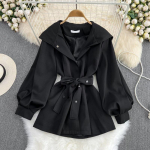 Naiste kapuutsiga tuulejope s&uuml;gis-talvine l&uuml;hike vabaaja disainiga Sense Waisted jope S must