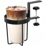 Metallist lauajoogihoidja Lauakinnitusega topsihoidja k&uuml;lglaua tassihoidja klamber paigaldatud lauale ja roostevabast terasest hoidik valge