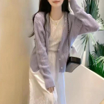 DAFIFY Naiste moe vabaaja s&uuml;gistalvised &uuml;hev&auml;rvilised pikkade varrukatega kampsunid O-kaelusega Size: One Size lilla