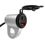 12V Mootorratta Lenkstangi 2.4A USB Adapterlaadija Digitaalse Voltmeetriga Sobib 22mm-26mm Lenkstangidele 7.1*6.1*2.2cm must