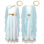 Lastele kreeka Athena kost&uuml;&uuml;m, t&uuml;drukute printsessi &scaron;ifoonist pikk kleit, peapaelaga Cosplay peoks 11-12 Years