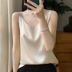 INDFS Naiste mood vabaaja suvekevadine &uuml;hev&auml;rviline printimine Varrukateta V-kaelusega pluusid ja s&auml;rgid S valge