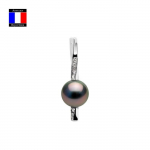 Compagnie G&eacute;n&eacute;rale des Perles &ndash; teemantripats 0,08 Cts ehtsa Tahiti p&auml;rli &uuml;mmargune 9-10 mm 18K valge kuld &ndash; naiste ehted