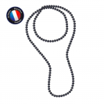 PERLINEA - Sautoir - Perle de Culture d'Eau Douce AAA+ - Semi-Ronde 8-9 mm - Noire - 120 cm - Bijoux Femme