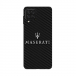 Coque Maniacase pour Samsung Galaxy A12 masertati blanc fond carbonne