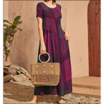 Naiste maksikleit suvine l&uuml;hikeste varrukatega &uuml;mara kaelusega lapit&ouml;&ouml; kontrastne lahtine &auml;&auml;ris plisseeritud A-l&otilde;ikeline pahkluuni pikkusega pluss suuruses kleit 4XL sinine