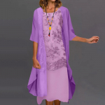 Naiste pitsimustriga kokteilikleit Pidulik pruutneitsi pulmakleit Midi-&otilde;htukleidid Varrukateta Vintage t&uuml;llkardigan XXL lilla