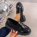 Fashion Female Shoes on Sale 2024 High Quality Slip on Women Pumps Autumn Round Toe Solid Dress Platform Block Heel Large Size Loafers 35
