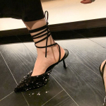 Moodsad Mustad Kitsad Kontsad Rihmaga Peole ja Pulma Naiste Kingad Jalatsid Sandaalid Naiste Terava Ninaga Suvi 2024 Stiletto Disainer 34