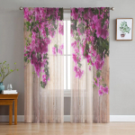 Pastoraalne stiil Eukal&uuml;pti lehed P&auml;evalilletaim L&auml;bipaistvad kardinad Koduakna sisustus Voile t&uuml;llkardinad elutuppa magamistuppa W135 x H115cm x1&Rod Pocket