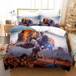 Horizon Zero Dawn Voodipesukomplekt &Uuml;hekohaline Kahekohaline T&auml;issuuruses Kuninganna Kuningas Suurus Voodikomplekt T&auml;iskasvanu Laps Magamistuba Tekikotikomplektid 3D Anime voodilina komplekt AU Double 180x210cm