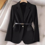 Naiste s&uuml;gis- ja talvestiilis bleiserid, tipptasemel piduliku kandmise temperament, tipptasemel tekstuuriga bleiserid S must