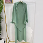 Abaya komplekt kortsus kangast smocked mansettkleit kihiline sall palveriided islam jilbabs naistele ramadan moslem XXL