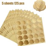 5/10 lehte Kuldsed &uuml;mbrikukleebised Reljeefse s&uuml;damepitsendiga kleebised postkaartidele Kutsed Kaardid Kingitused Dekoratsioon Isekleepuv kleebis 5 sheets 125 pcs