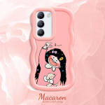 V&auml;rvitud muster Big Wave Edge pehme silikoon materjal Macaron telefoni &uuml;mbris p&otilde;rutuskindel kaitsev kummist korpus OnePlus Vivo Motorola Moto jaoks Vivo Y33S roosa