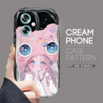 Armas koomiksimustriga kreemjas tekstuuriga korpus, lainelise servaga pehme silikoonkaanega telefoni&uuml;mbris OPPO Reno Realme jaoks OPPO A15S valge