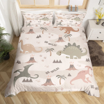 Armas Dinosaurus Tekikott King Queen Kawaii Joonisfilm Metsik Dino Voodipesukomplekt Lastele Poistele T&uuml;drukutele Džunglilooma Tr&ouml;&ouml;stikate EU Single(135x200cm) gray