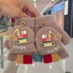 Multifilmsed talvekindad poisile, armas ekskavaator, paksud, soojad, laste pool-s&otilde;rmikud, klapiga, v&auml;listingimustes, v&auml;ikelastele, tuulekindlad, laste kindad sinine