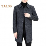 Meeste villane mantel rev, pikkade varrukatega, &uuml;herealine keskmise pikkusega mantel taskutega, igap&auml;evane igap&auml;evariietus L must hall v&auml;rv