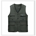 Kevad-, suvised ja s&uuml;gisesed keskealiste ja eakate meeste vestid, m&otilde;lemal k&uuml;ljel on mitme taskuga kalastusfotograafia vabaaja vestid XL