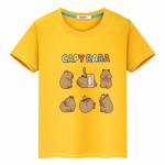 Capybara 100% puuvillase mustriga t-s&auml;rk 10-aastasele poisile anime L&uuml;hike Capybara Cute Tees Tops pride ts&auml;rk y2k &uuml;hes t&uuml;kis t&uuml;druku riided 120 kollane
