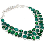 Smaragd(Simuleeritud), Diopsiid 925 Sterling H&otilde;be Ehted Kaelakee 18 M8H78
