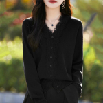 Naiste villane kampsun Qinghe ka&scaron;miir 50% siid 50% vill s&uuml;gis-talvine villane kardigan pehme ja soe M valge