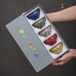 5 tk Keraamiline teetass Kohvitass kinkekarbis Komplekt Espressotasside komplekt Kodune kontori joogiklaas S&uuml;nnip&auml;evakingitus K&auml;sit&ouml;&ouml; tassid 110ml gray