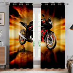 Lahedad mootorratta 3D-prinditud kardinad 100% pol&uuml;ester Magamistuba elutuba K&ouml;&ouml;k Klubi Akna kaunistus Kardinad 2 tk W50xH140(CM)x2PCS&Rod pocket