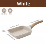 Tamagoyaki pann, mittenakkuva Jaapani omleti pann, munarulli pann eemaldatava p&otilde;letuskindla k&auml;epidemega, sobib k&otilde;ikidele pliitidele valge