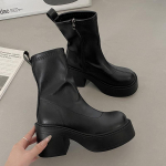 Naiste pahkluusaapad S&uuml;gis Retro Must L&uuml;hikesed Saapad Naiste &Uuml;mar Ninasosa Platvorm K&otilde;rge Kontsaga Daamide Jalan&otilde;ud Mood Paks Tald Botas 35 must