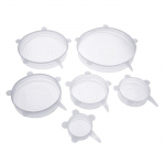 Couleur 6pcs blanc 6 couvercles alimentaires en Silicone universels, extensibles, pour micro-ondes, accessoir