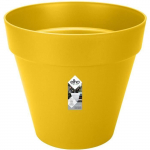 ELHO Pot de fleurs Rond LOFT URBAN - &Oslash;50 x H44,5cm - Plastique - Perc&eacute; - R&eacute;servoir - Avec roulettes - Ocre