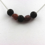 Collier - ABIJOUX - Perles Lave 8 mm et Rubis du Br&eacute;sil - Acier inoxydable - Mixte - Longueur au choix must