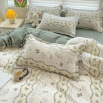 Roheline lilleline tekikotikomplekt ilma t&auml;ideta padjap&uuml;&uuml;riga lina moodne &uuml;hekohaline queen-size t&uuml;drukute tekk kaunistus voodipesukomplekt Twin 3pcs 150x200 gray