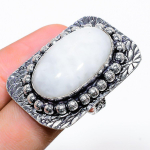 Rainbow Moonstone Handmade 925 Sterling Silver Jewelry Ring Size 7 m3q25