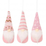 3 tk Rippuv j&otilde;ulukootud t&auml;is p&auml;kapikk nukk armas k&auml;sitsi valmistatud m&uuml;tsihabe n&auml;ota p&auml;kapiku kaunistus j&otilde;uludeks roosa