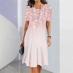 Uued naistekleidid, vintage-tr&uuml;kitud kleidid, elegantsed vabaaja l&uuml;hikeste varrukatega naistekleidid, 2023. aasta moodsed pluss-suuruses naistekleidid S