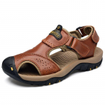 Vabaaja sandaalid Ehtsast nahast meeste suvekingad Lahedad moodsad meeste rannajalatsid 46