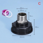 60 mm keermega Ibc veepaagi adapteri aiatarvikute vahetus 1/2 3/4 1 1 inch