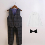 Laste vestikomplekt Kevad Uus Mood Ruuduline Briti Stiil Peremehe Esinemiskost&uuml;&uuml;m Lillepoiss Pulmakost&uuml;&uuml;m Beebi S&uuml;nnip&auml;ev Ametlikud Riided 100cm must