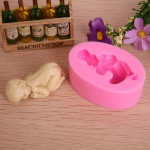 3D Sleeping Baby Doll Silikoonist koogivorm N&auml;oga allapoole Baby Party Fondant Koogi kaunistamiseks T&ouml;&ouml;riistad Tassikoogi &scaron;okolaadi k&uuml;psetusvormid roosa