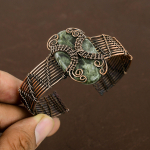 Serphanite Handmade Copper Wire Wrap Bangle Adjustable t1c35