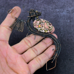 Copper Rhodochrosite Handmade Copper Wire Wrap Dragon Jewelry Pendant 4.53 v7i51