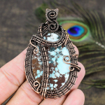 Tibetan Turquoise Handmade Copper Wire Wrap Jewelry Pendant 3.07 y7l42