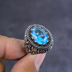 Blue Topaz Handmade 925 Sterling Silver Jewelry Ring Size 6 Gift For Her u2c70