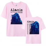 Alanis Morissette 2025 maailmaturnee T-s&auml;rk L&uuml;hikeste varrukatega O-kaelusega Naiste/Meeste T-s&auml;rgid T&auml;navamood Hip Hop Unisex Puuvillased Topid XS