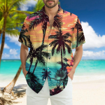 Meeste moodne lahtine Hawaii tr&uuml;kitud l&uuml;hikeste varrukatega rannas&auml;rk XXXXL