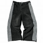 Retro Harajuku Isikup&auml;rased T&auml;navastiilis Teksad Triibulise Disainiga Sirge Laiade S&auml;&auml;rtega P&uuml;ksid Vabad Vabaaja P&uuml;ksid 3XL must