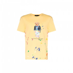 Polo Ralph Lauren Ss22 V&auml;rvipritsmete Efekt Karu Logoga Tr&uuml;kitud &Uuml;mmarguse Kaelusega L&uuml;hikeste Varrukatega T-s&auml;rk Meeste T-s&auml;rgid Kollane 710858031-002 M